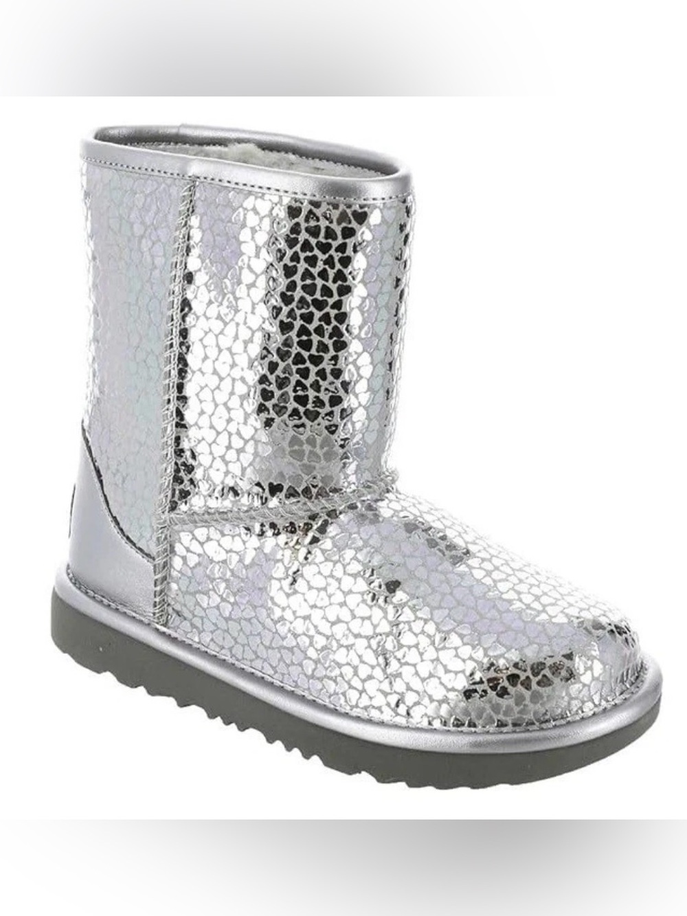 UGG Kids' Classic II Gel Hearts Boots Silver Size 2 great condition